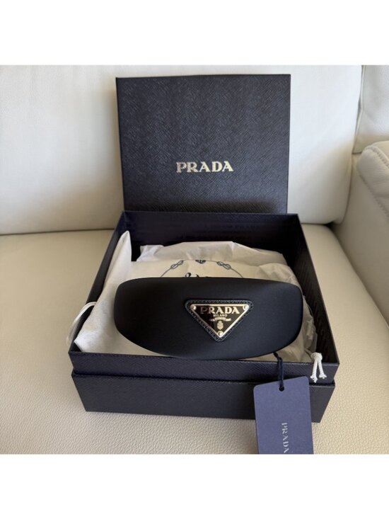 NWT PRADA Triangle logo hair accessory Hair band head band Nylon Black main image 11